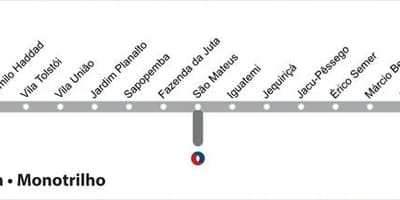 Kaart São Paulo metroo - Line 15 - Hõbe