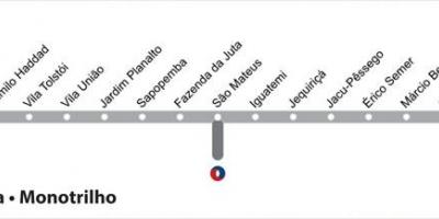 Kaart São Paulo monorelss - Line 15 - Hõbe
